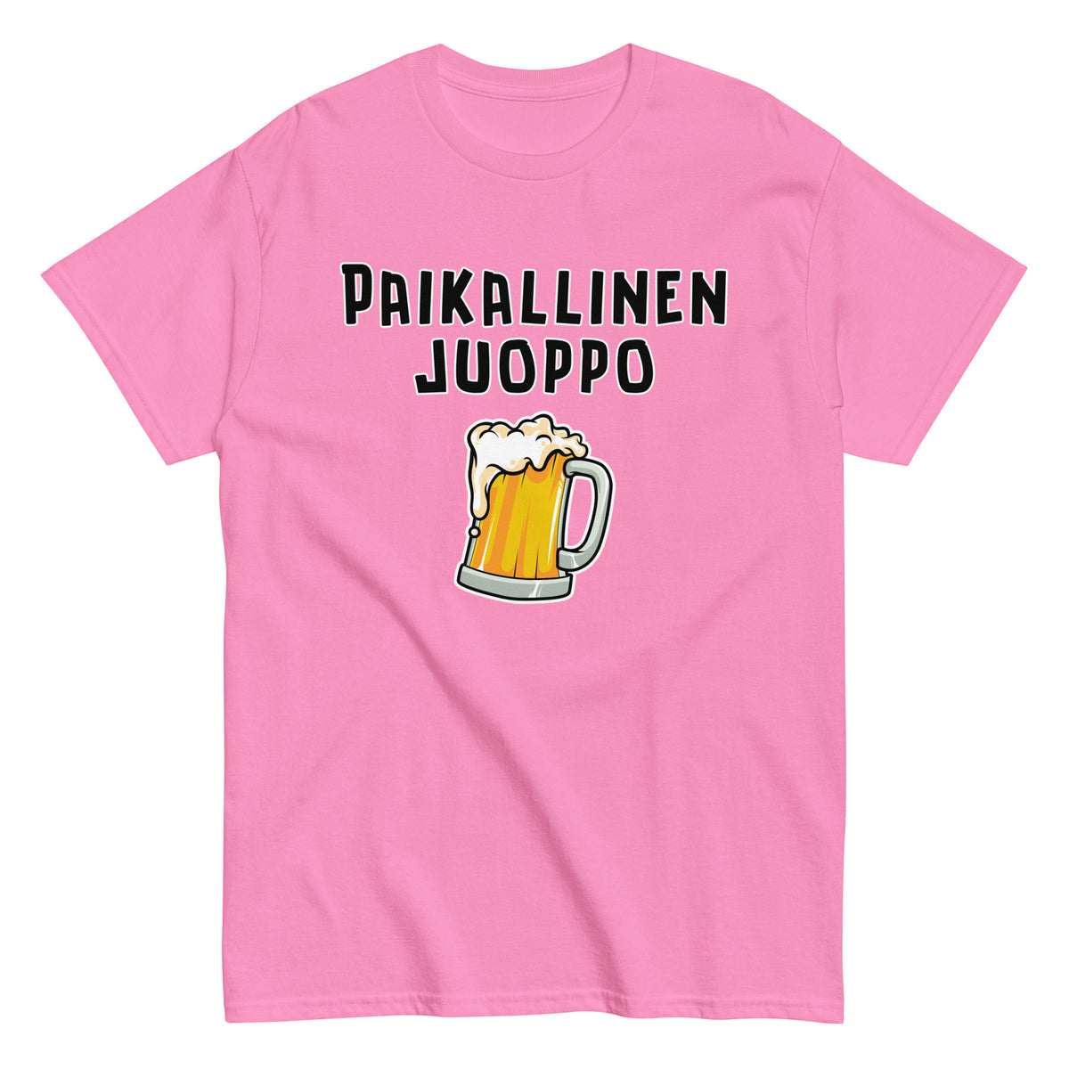 Tässä Meemirottan hauskat payat -kokoelman violetti Paikallinen Juoppo T-Paita sisältää vaahtoavan olutmukin grafiikan ja suomenkielisen tekstin "PAIKALLINEN JUOPPO", joka sopii ihanteellisesti rohkeille ja humoristisille tyyleille.