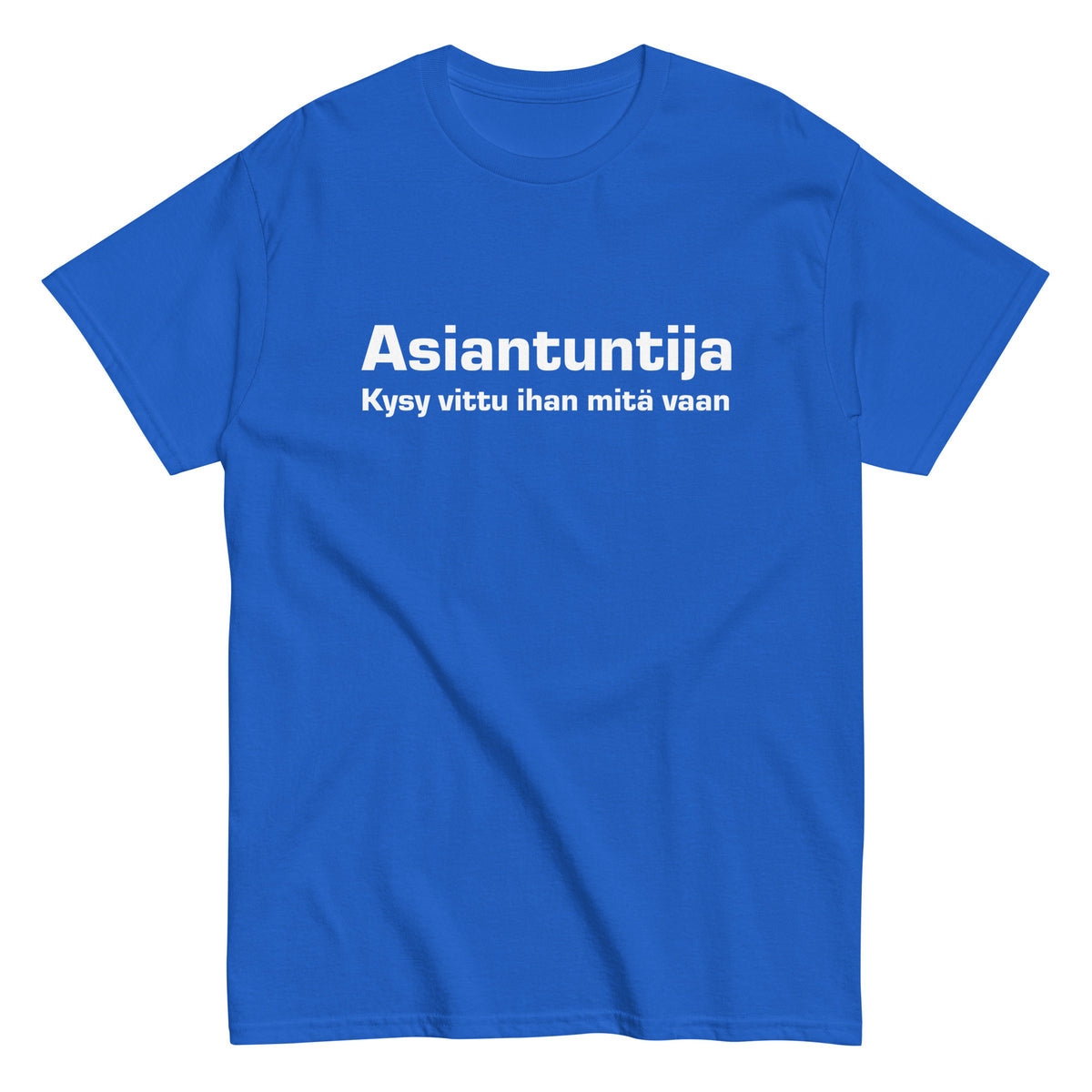 "Asiantuntija T-Paita" on Meemirottan musta paita, jossa on valkoista suomenkielistä tekstiä, jossa lukee "Asiantuntija Kysy vittu ihan mitä vaan", ihanteellinen humorististen paitojen ystäville.