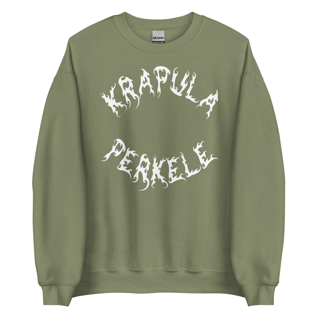 Laivastonsininen Meemirotta collegepaita, nimeltään "Krapula Perkele College", sisältää lauseen "KRAPULA PEKELE" tyylitellyllä, aaltoilevalla valkoisella fontilla rinnassa. Tämä hauska paita on täydellinen lahjaidea, joka yhdistää vaivattomasti huumoria ja tyyliä.
