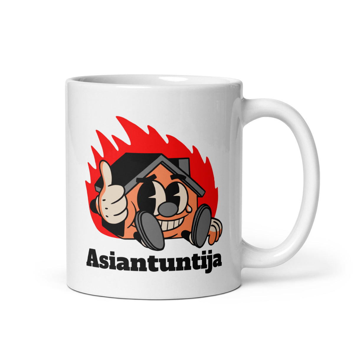 Meemirotta asiantuntija muki, jossa on hauska logo ja iloinen hahmo