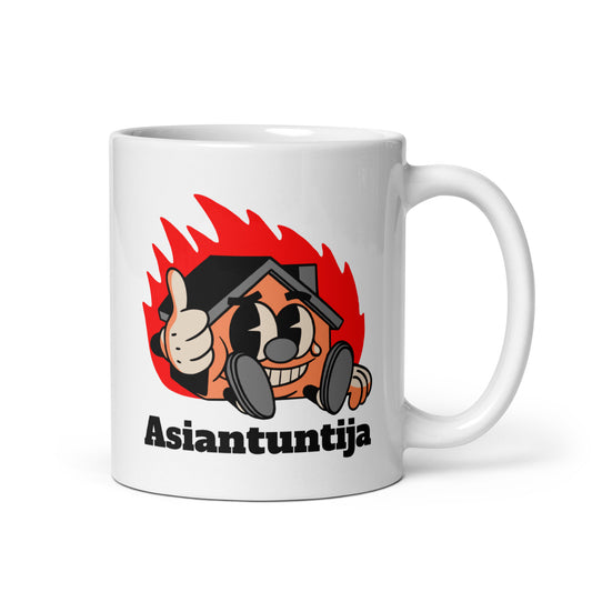 Meemirotta asiantuntija muki, jossa on hauska logo ja iloinen hahmo