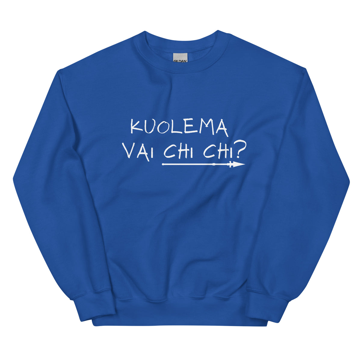 Hauska collegepaita Meemirotta tummansinisellä värillä ja hauskalla tekstillä edessä