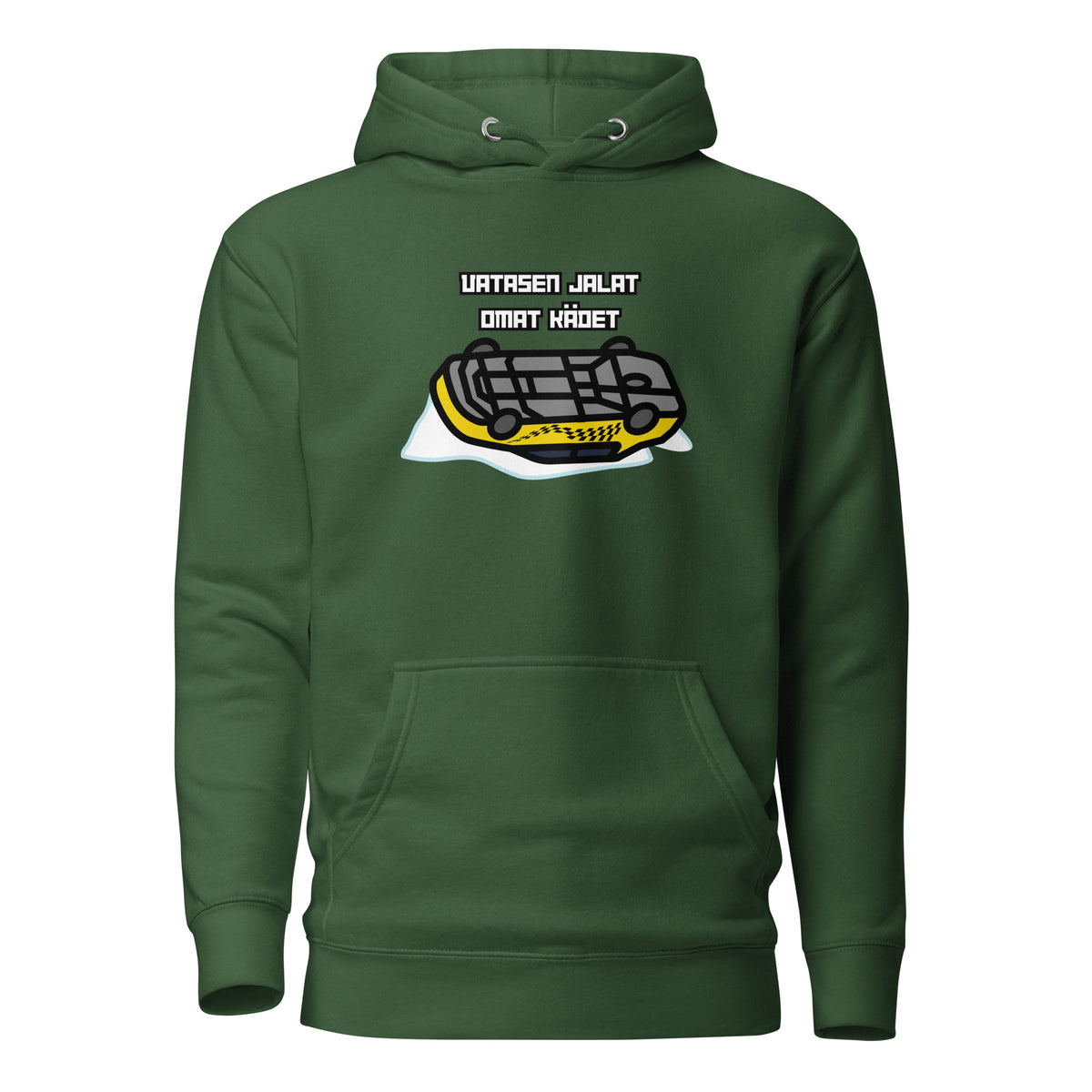 Meemirotta hauska huppari lahjaksi vihreällä värillä ja ainutlaatuisella printillä edessä