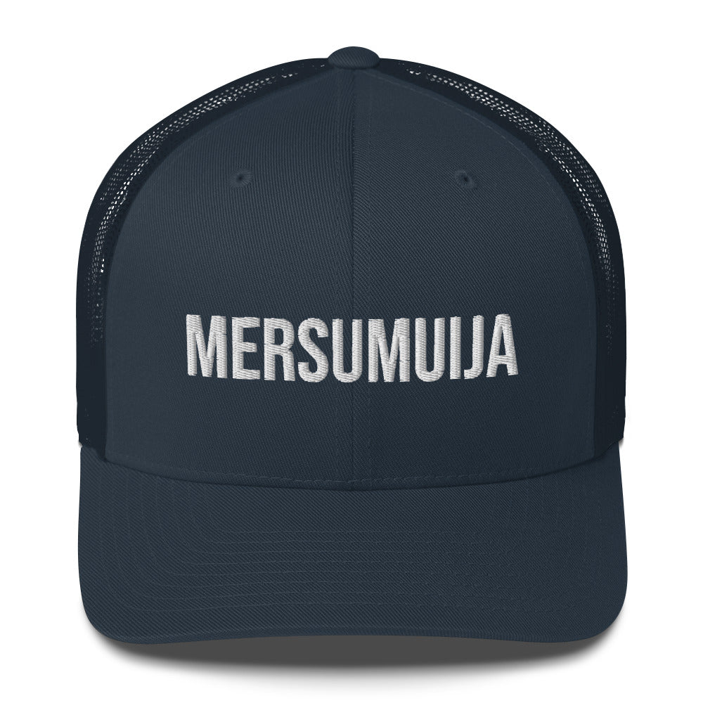 Muumio lippis, hauska lippis, musta verkko lippis tyylikkäällä kirjailulla.