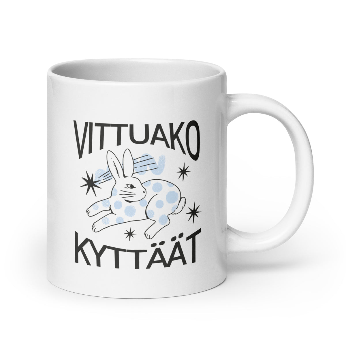 Hauska muki lahjaksi, jossa on söpö pupu ja hauska teksti, täydellinen lahja ystäville