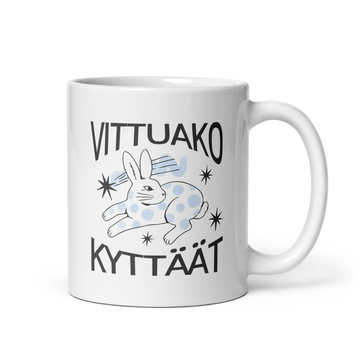 Hauska muki lahjaksi, jossa on hauska jänis ja teksti, täydellinen lahja ystäville.