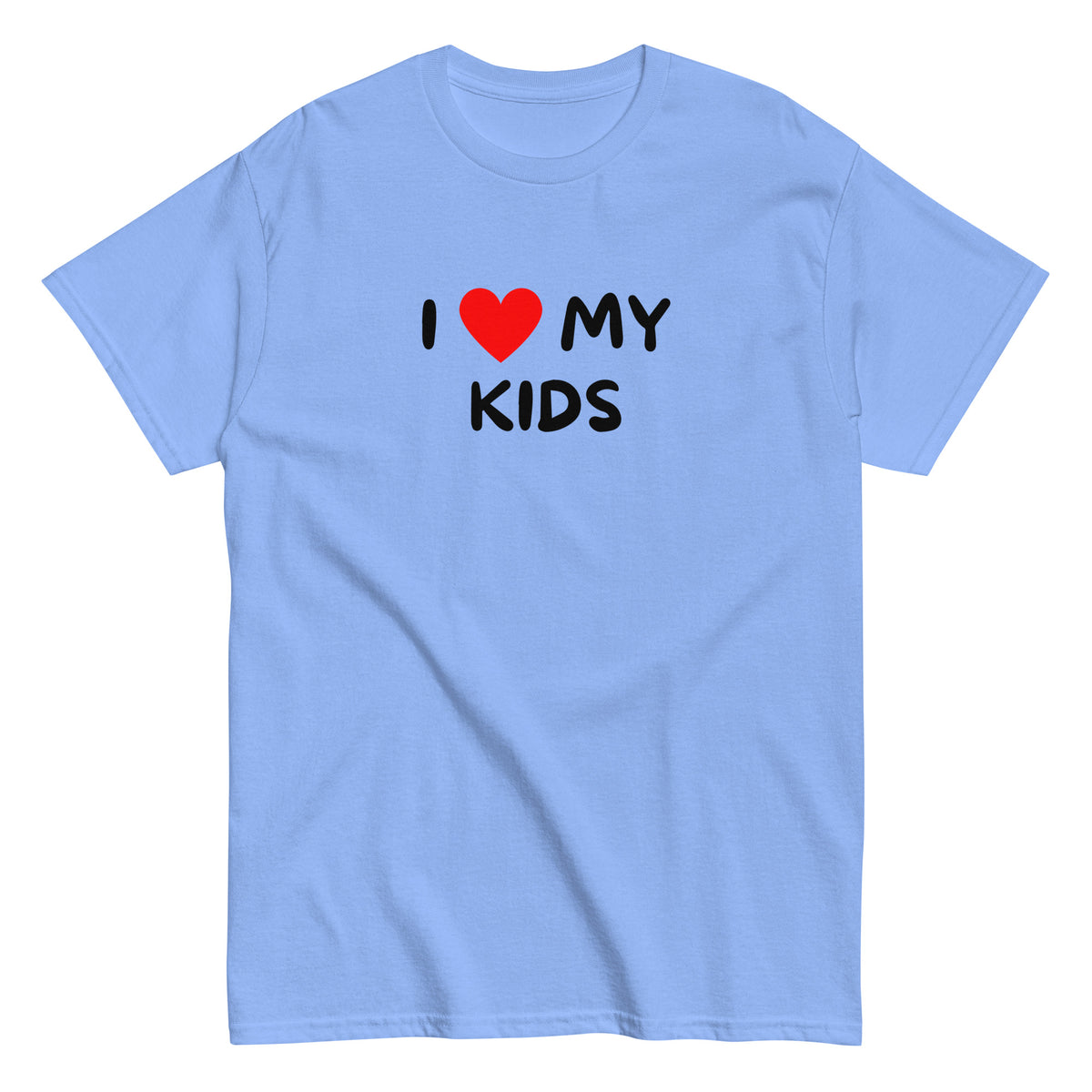 Sininen hauska paita, jossa teksti I love my kids, täydellinen lahja vanhemmille