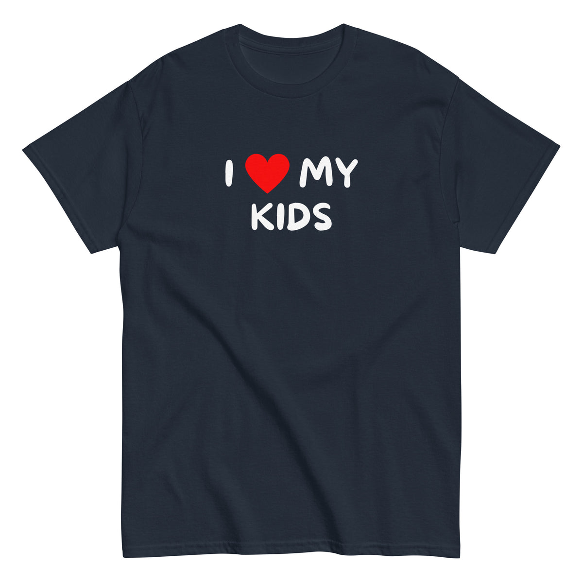 Meemirotta hauska paita, jossa teksti I love my kids tummansinisellä taustalla