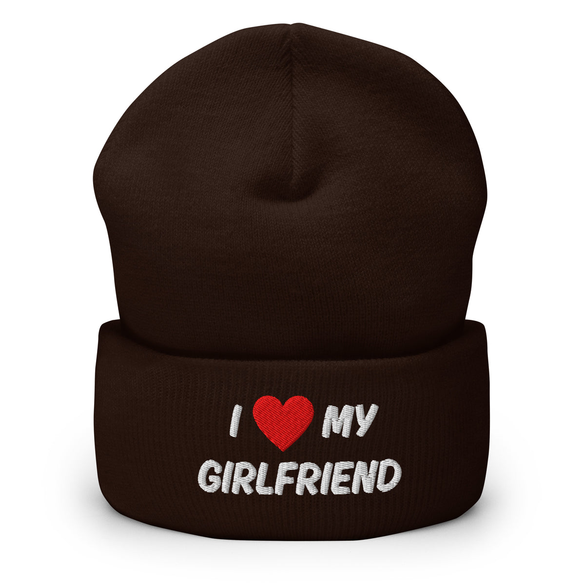 Tumma pipo, jossa on punainen I love my girlfriend -kirjonta, täydellinen lahjaksi kumppanille