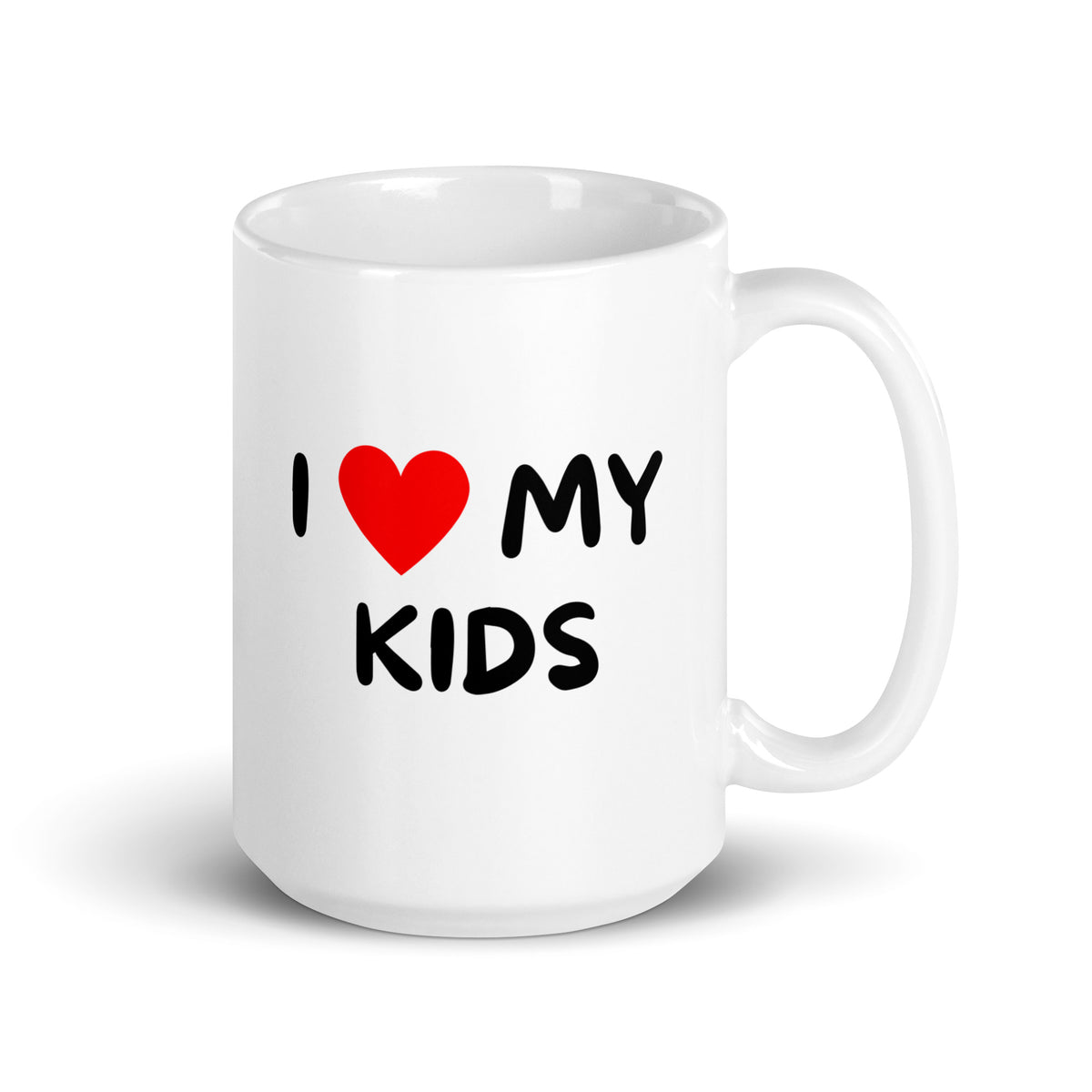 Meemirotta I love my kids kahvikuppi lahjaksi valkoisena, täydellinen lahja vanhemmille