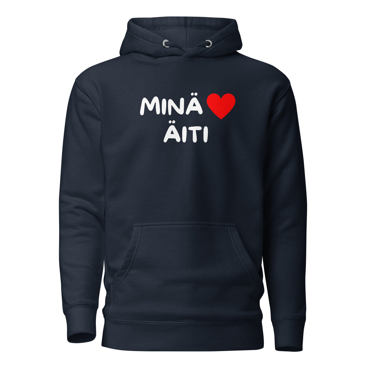 Meemirotta navy huppari, jossa teksti MINÄ ÄITI, täydellinen lahjaidea huppari äideille