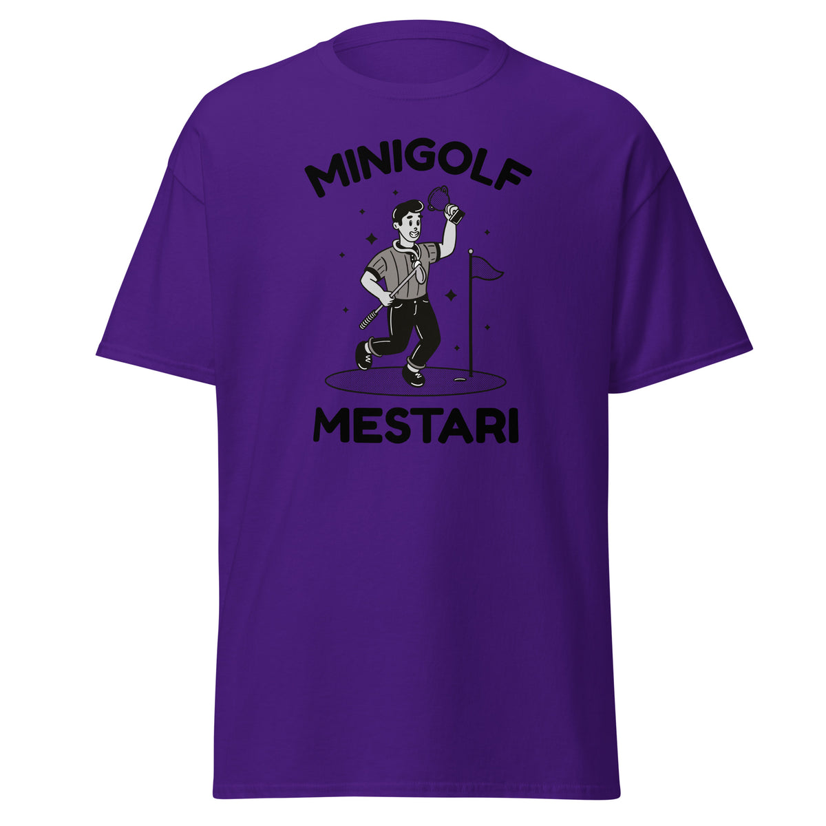 Meemirotta violetti T-paita Minigolf mestari - hyvä lahjaidea golf-faneille