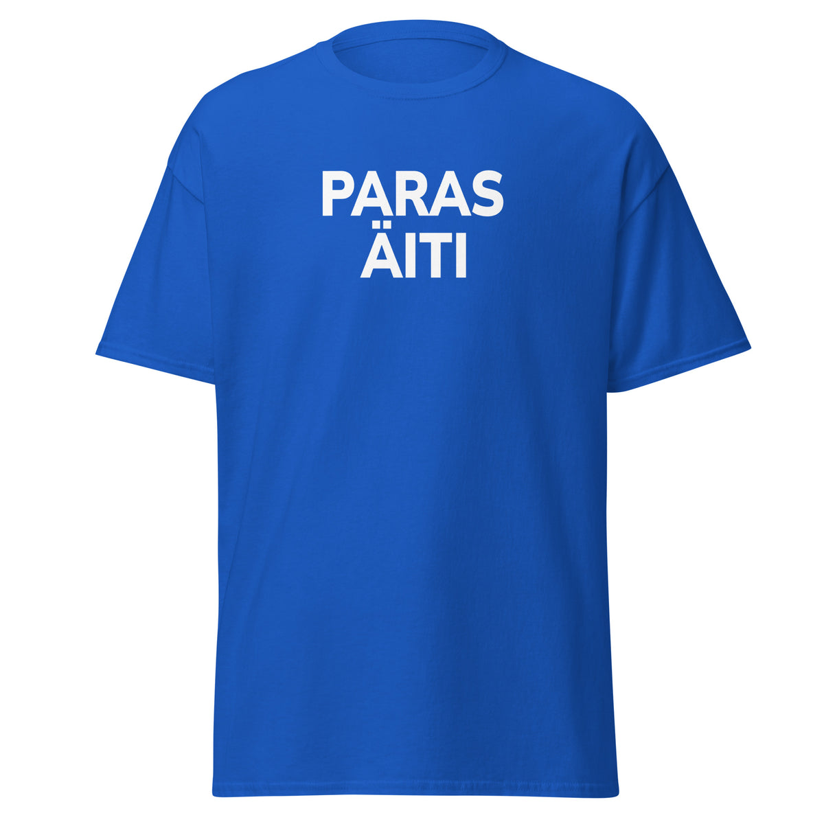 Meemirotta paras äiti t-paita kirkkaan sinisessä värissä, mukava ja turvallinen valinta äideille