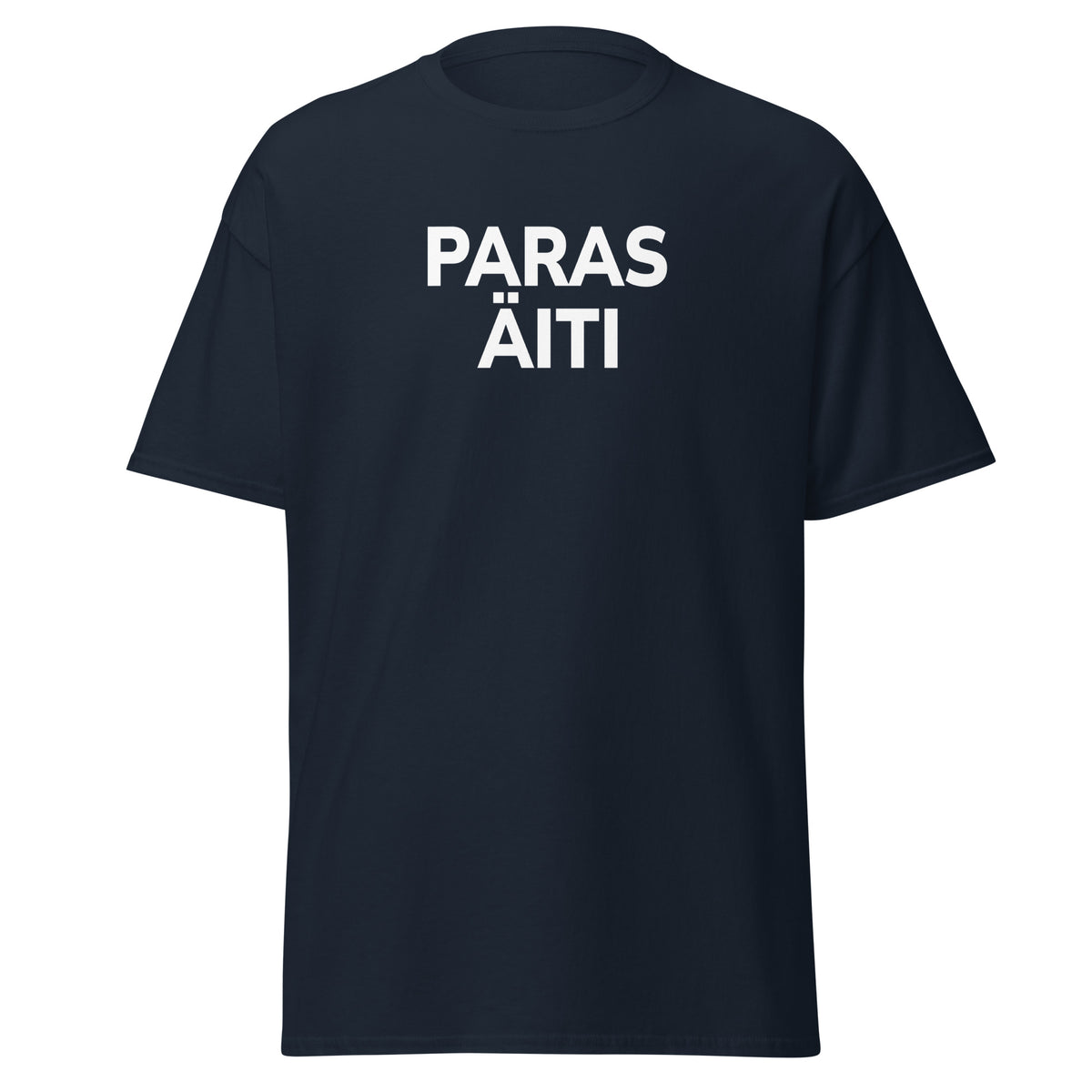 Meemirotta paras äiti t-paita tummansinisellä pohjalla valkoisilla kirjaimilla