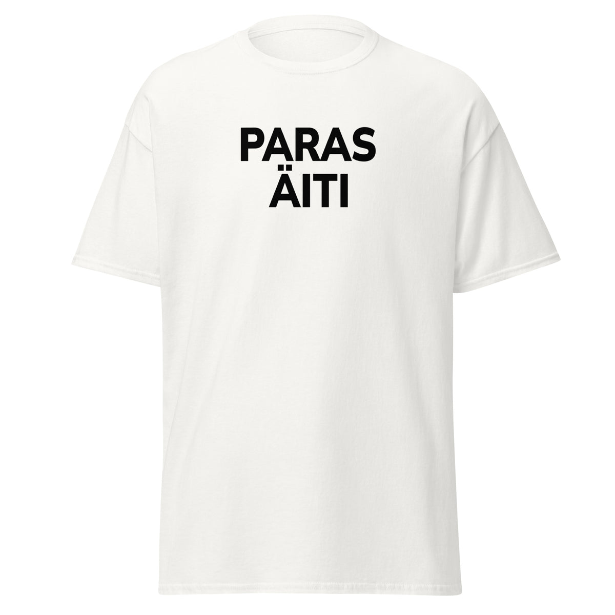 Valkoinen paras äiti t-paita mustalla tekstillä, täydellinen lahja äidille.