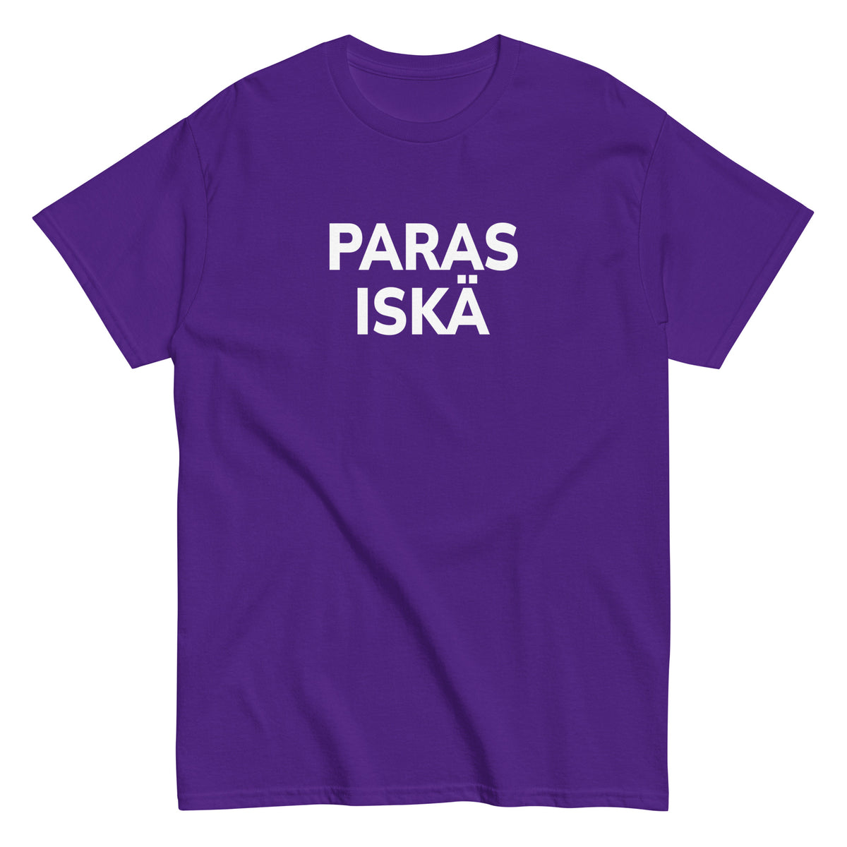 Violetin värinen paras iskä t-paita, jossa valkoinen teksti edessä