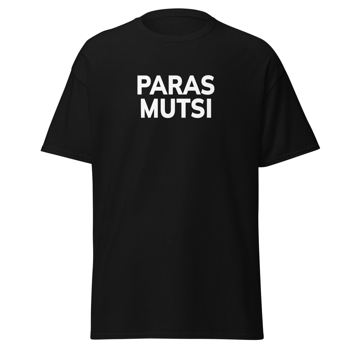 Meemirotta paras mutsi t-paita mustana, jossa valkoinen teksti edessä