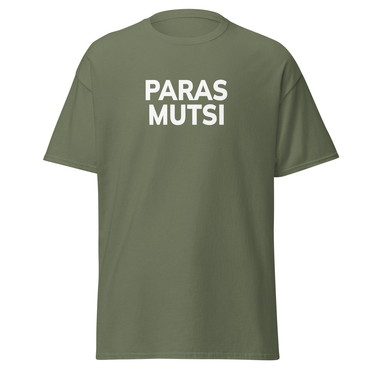 Meemirotta paras mutsi t-paita oliivinvihreänä, jossa valkoiset tekstit