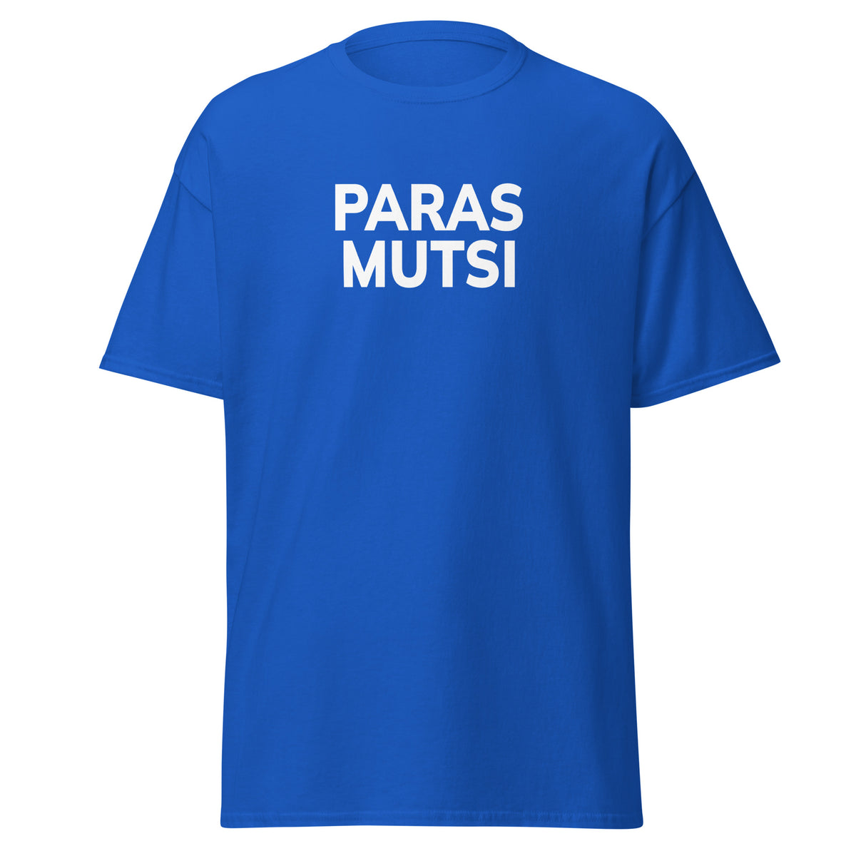 Meemirotta paras mutsi t-paita kirkkaan sinisessä värissä, jossa valkoinen teksti
