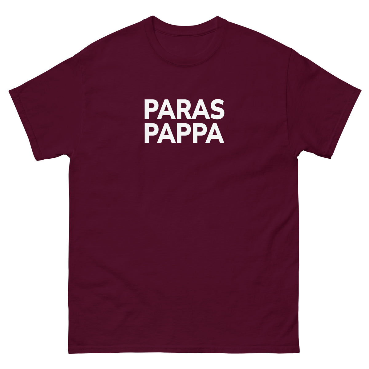Meemirotta paras pappa t-paita punaisella pohjalla ja valkealla painatuksella