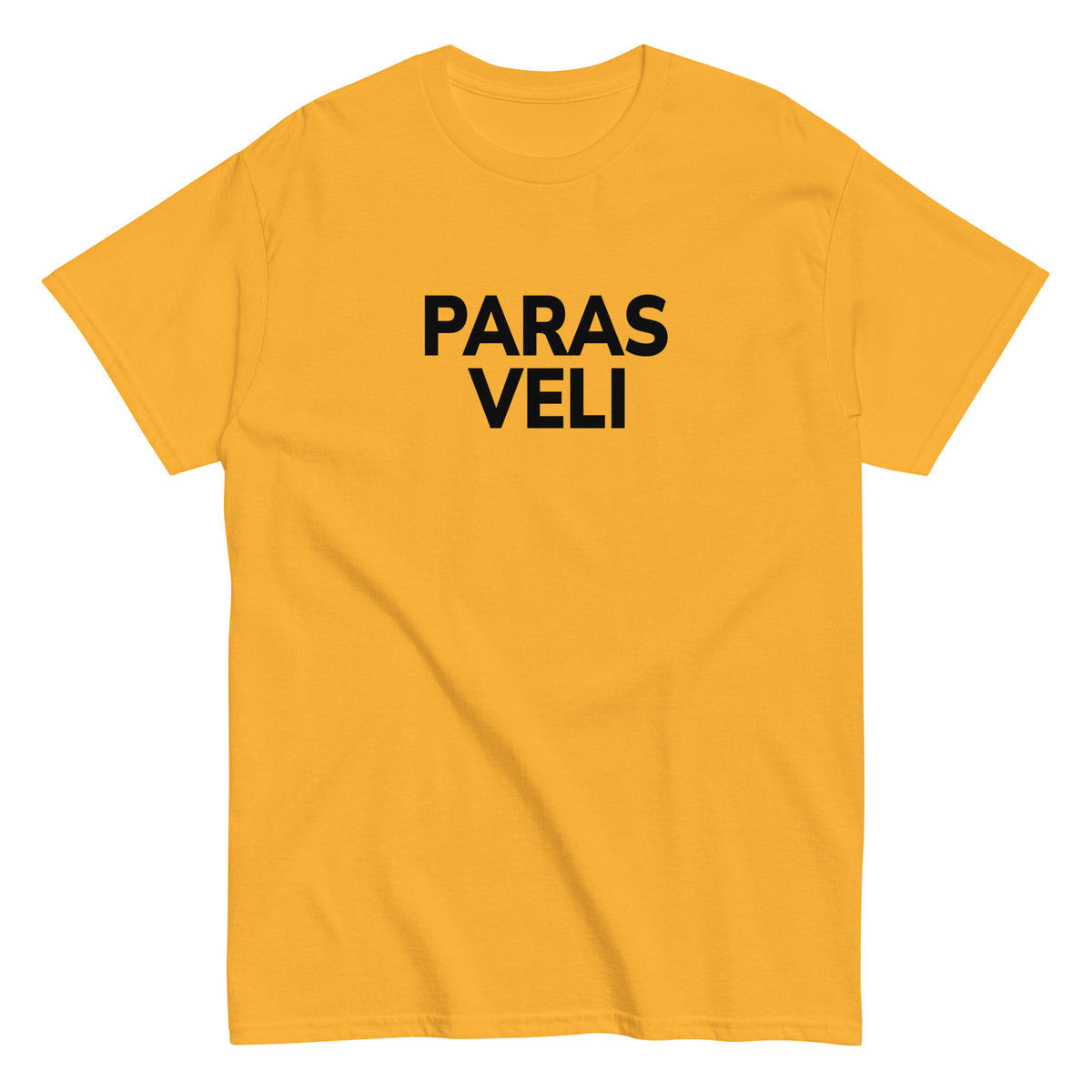 Meemirotta paras veli t-paita keltaisena, jossa musta teksti Paras Veli.