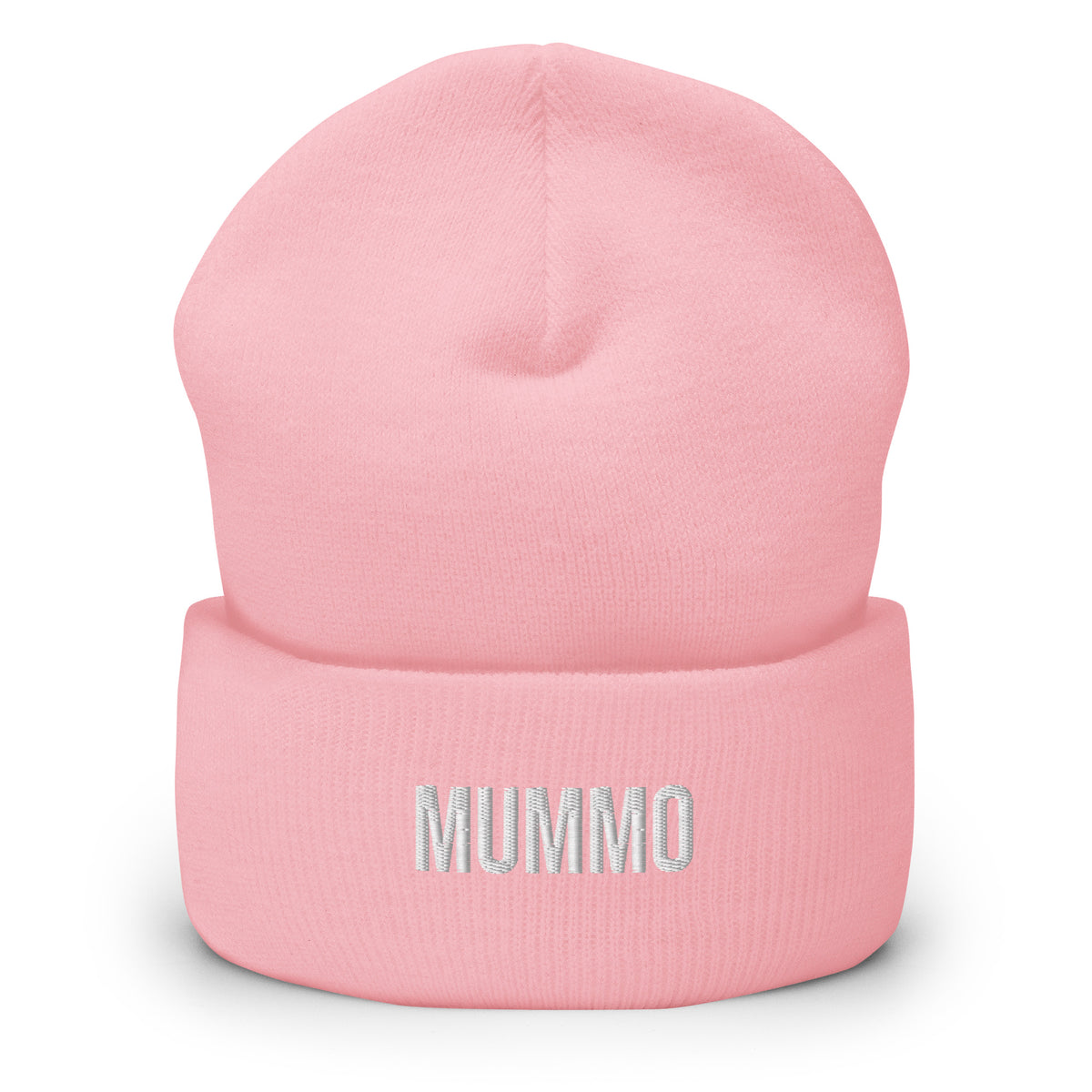 Vaaleanpunainen pipo lahjaksi, jossa on Mummo-teksti, täydellinen lahjaidea.
