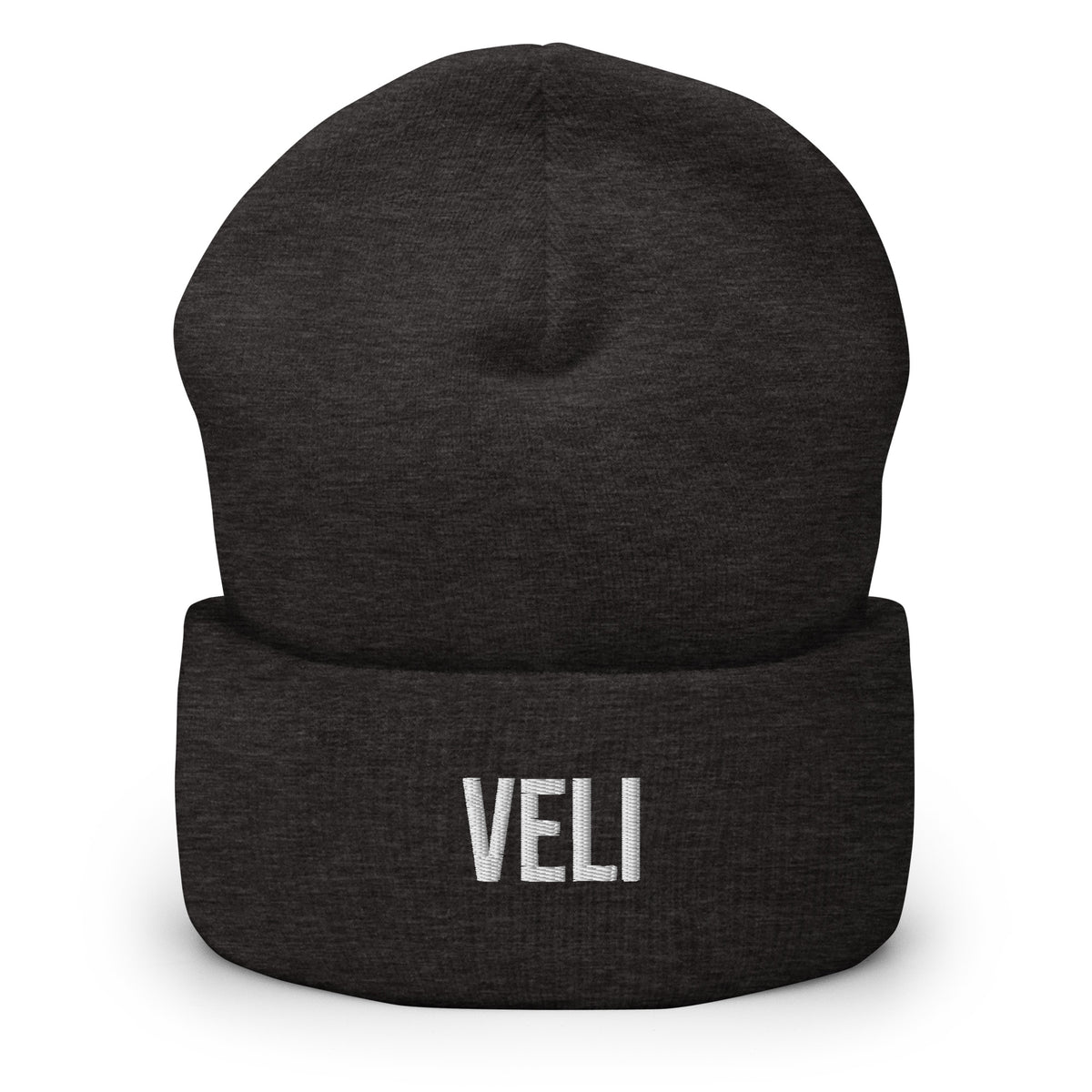 Tumma pipo lahjaksi, jossa valkoinen teksti VELI edessä