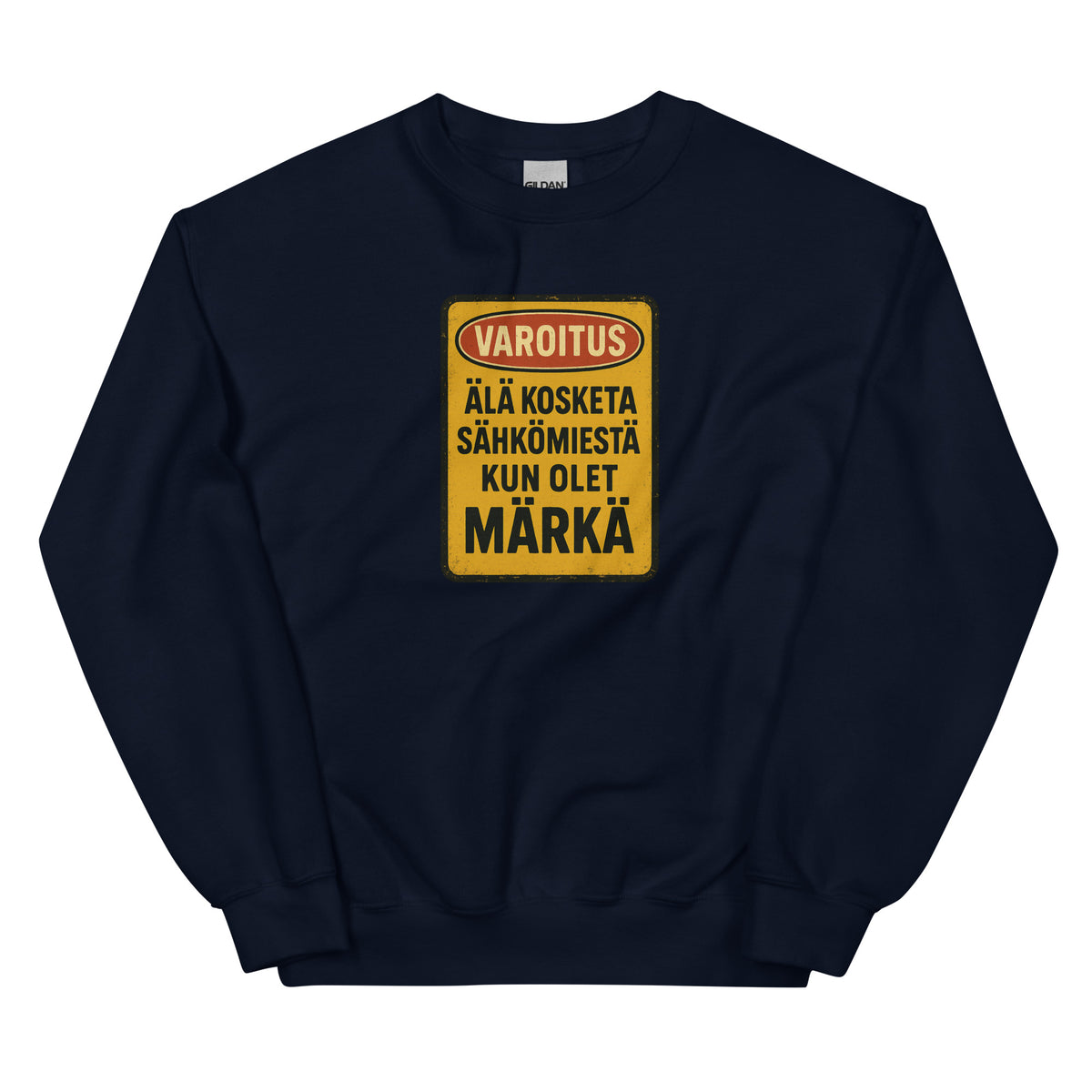 Meemirotta pitkähihainen paita varoituskyltillä sähkömies koskemisesta