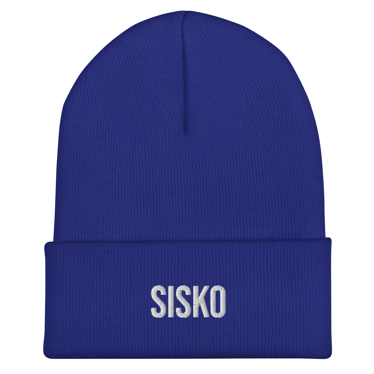 Sininen sisko pipo lahjaksi, jossa valkoinen brodeeraus Sisko, tyylikäs ja mukava