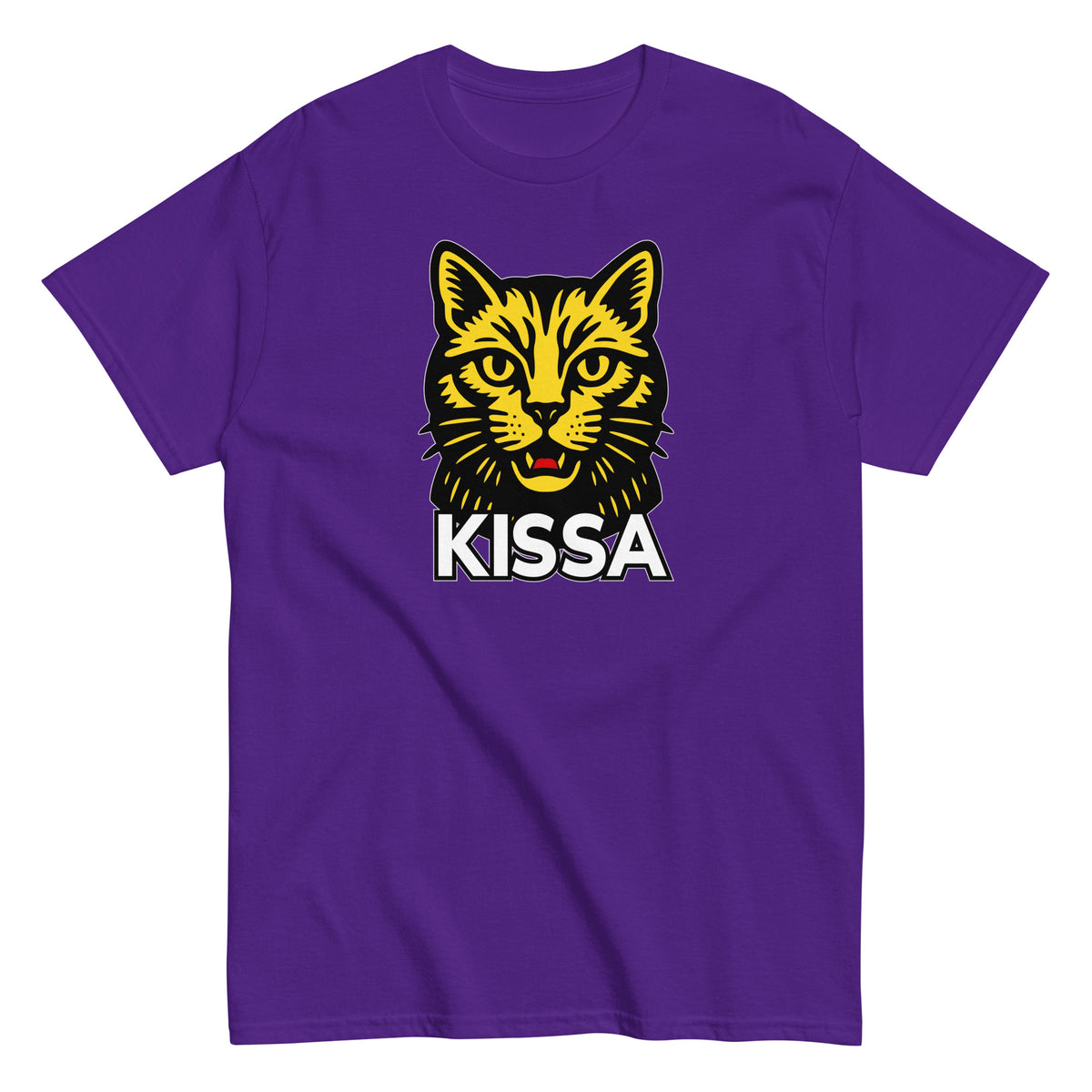 Meemirotta T-Paita violettina kissakuviolla ja KISSA-tekstillä