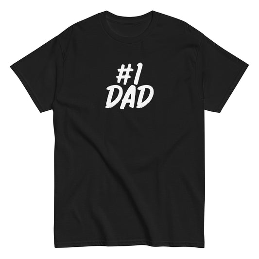 Mustat T-paita vanhemmille, jossa valkoinen #1 DAD -painatus edessä
