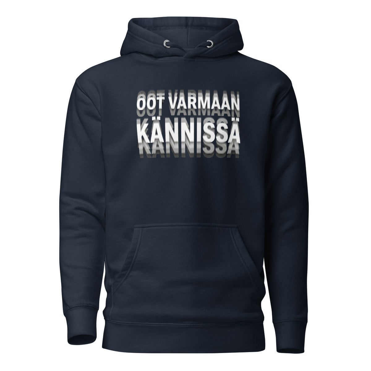 Tummansininen Meemirotta tekstipaita, jossa tyylikäs painatus 'oot varmaan kännisä'
