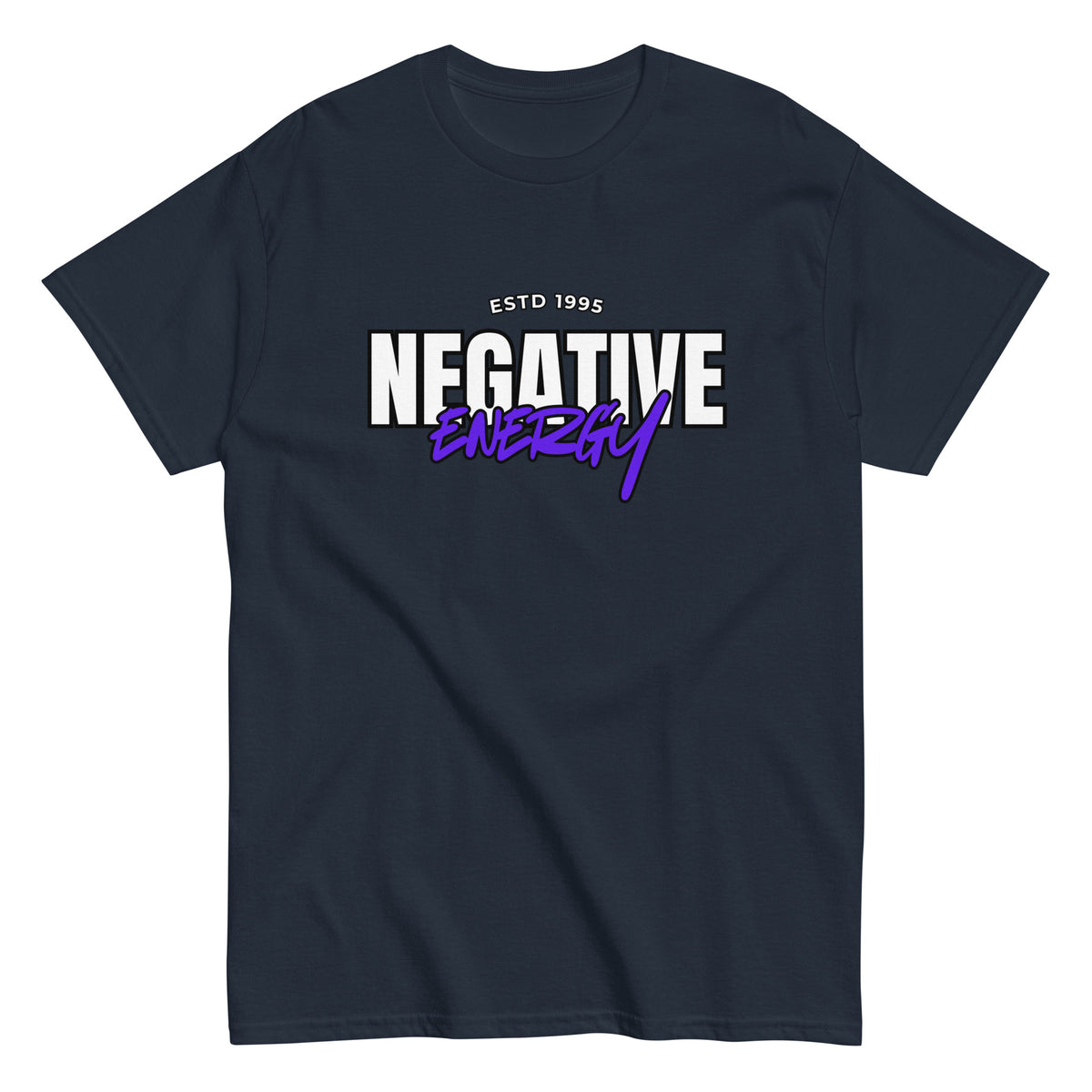 Meemirotta unisex t-paita, jossa on NEGATIVE ENERGY -painatus ja vuodesta 1995 perustettu malli