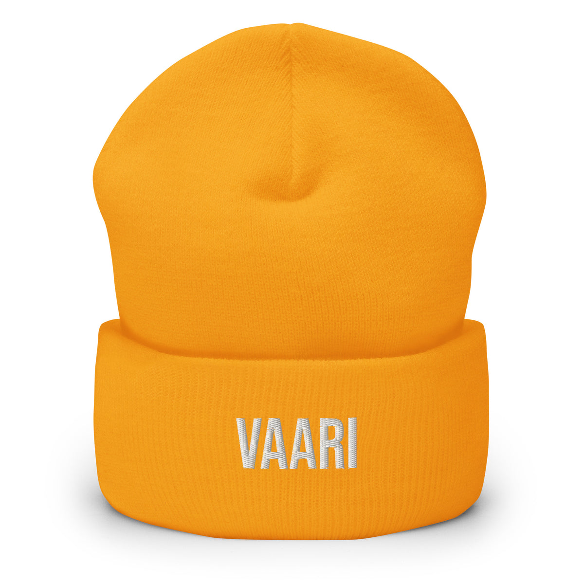Kirkkaan keltainen pipo lahjaksi, jossa on vaaleat kirjainpainatukset Vaari.
