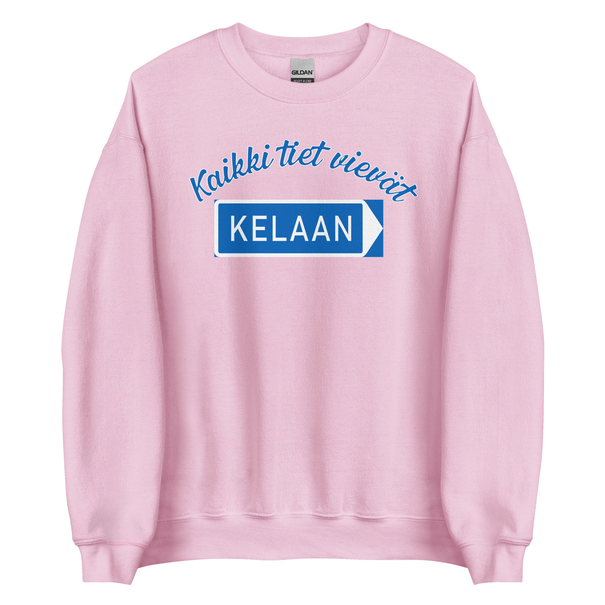 Vaaleanpunainen hauska kela college, jossa teksti Kaikki tiet vievät KELAAN