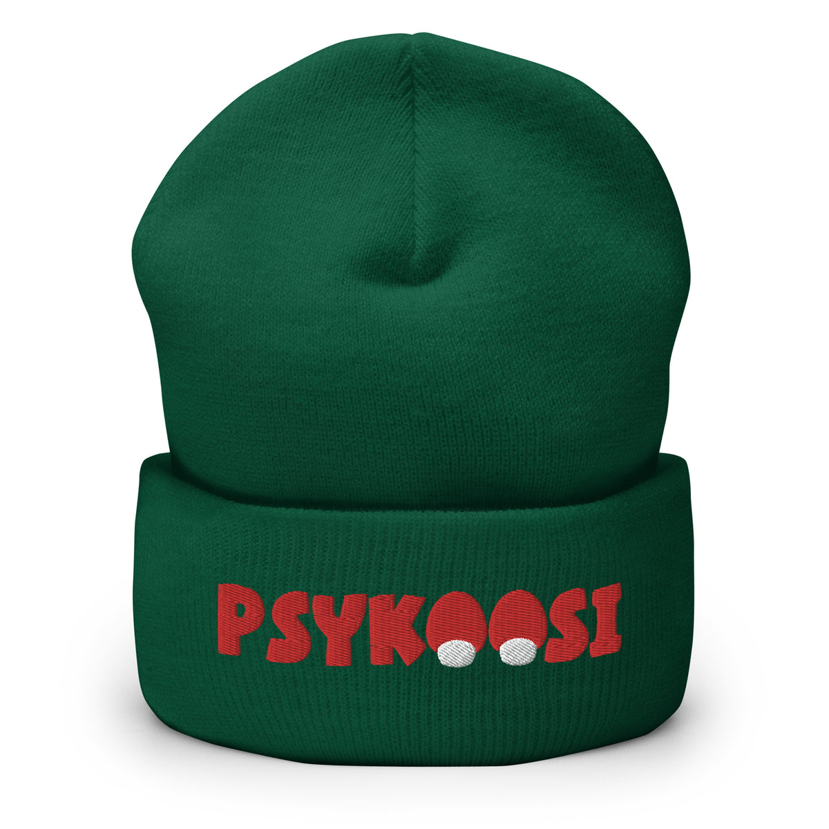 Meemirotta psykoosi pipo vihreä, jossa punainen hattu ja valkoiset yksityiskohdat