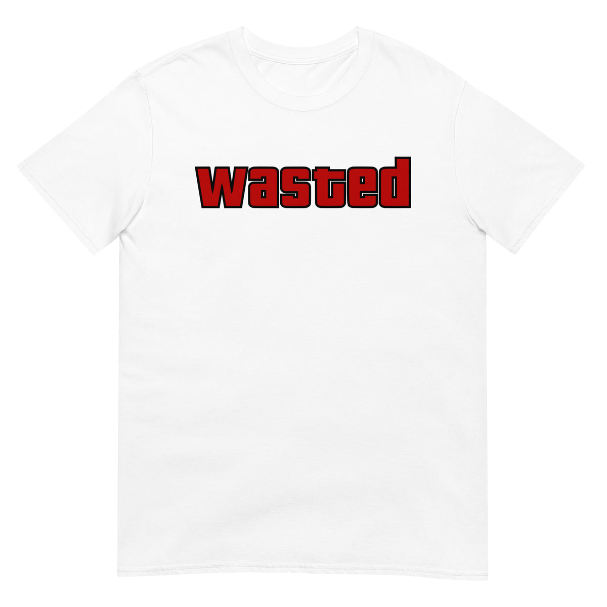 Esittelyssä Meemirottan Wasted T-Paita, must-have T-paita, jonka rinnassa on rohkeasti punaisella painettu sana "wasted", joka on ihanteellinen hauskat payat- ja meemivaatteiden ystäville.