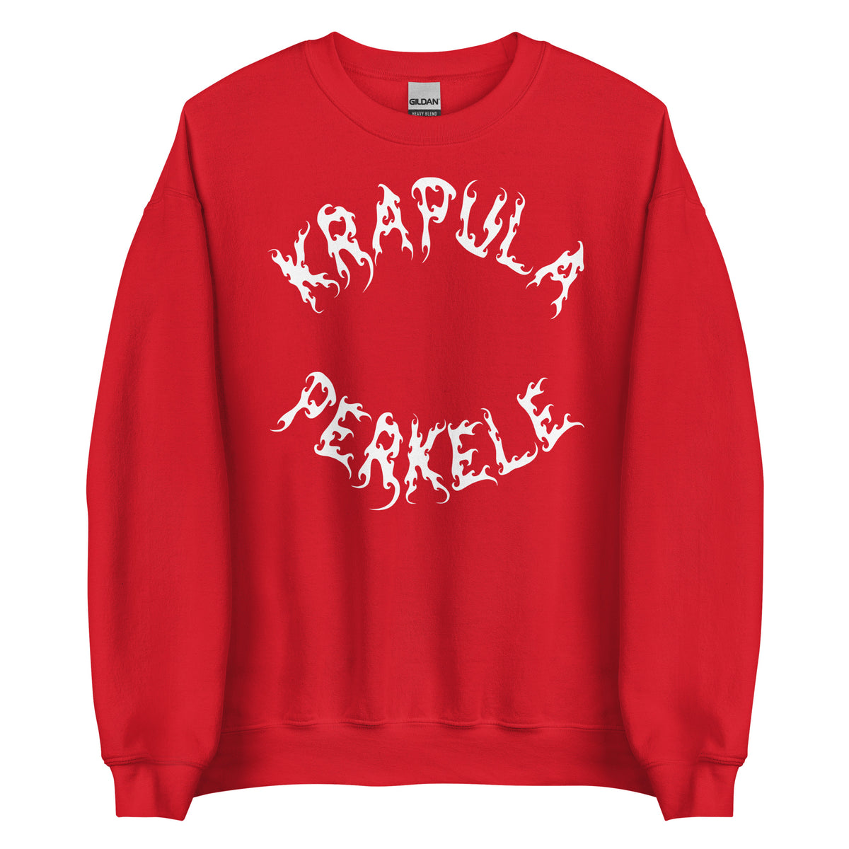 Laivastonsininen Meemirotta collegepaita, nimeltään "Krapula Perkele College", sisältää lauseen "KRAPULA PEKELE" tyylitellyllä, aaltoilevalla valkoisella fontilla rinnassa. Tämä hauska paita on täydellinen lahjaidea, joka yhdistää vaivattomasti huumoria ja tyyliä.