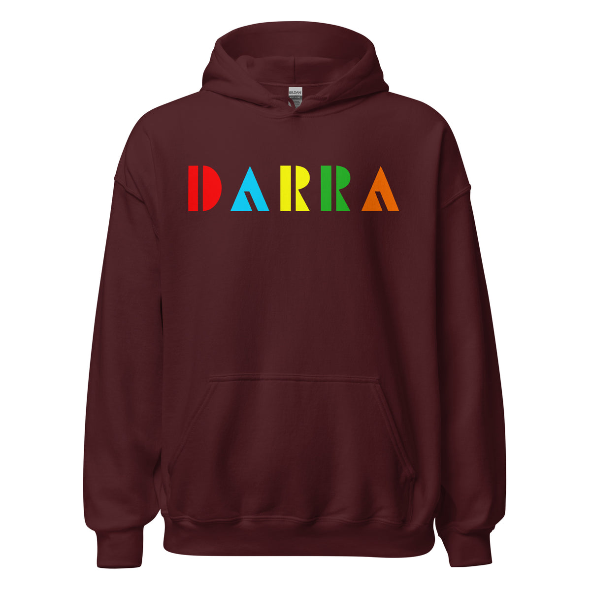 Meemirottan Musta Darra Huppari sisältää sanan "DARRA" suurilla, värikkäillä geometrisilla kirjaimilla edessä, mikä tekee siitä ihanteellisen lahjaidean niille, jotka pitävät hauskasta paidasta.