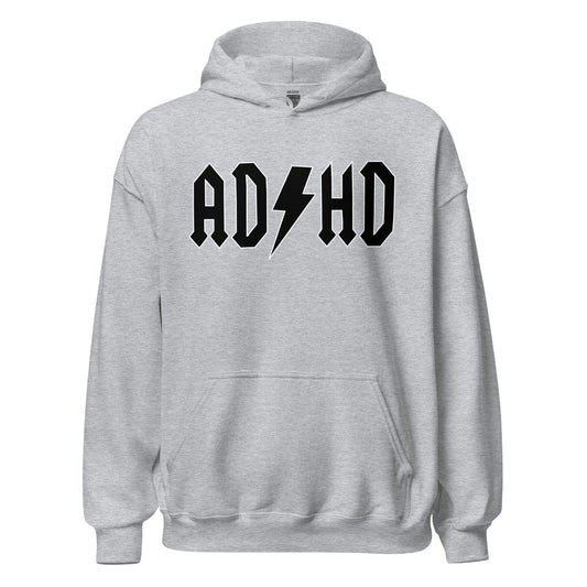 Meemirottan "ADHD Huppari" on tyylikäs harmaa huppari, jossa on lihavoitu mustia kirjaimia, joissa on sana "ADHD", jossa salaman symboli korvaa taitavasti S-kirjaimen. Hauskat payat -design muistuttaa klassista rock-bändilogoa, ja siinä on etutasku ja kiristysnyörillä oleva huppu, jotka lisäävät tyyliä ja mukavuutta.