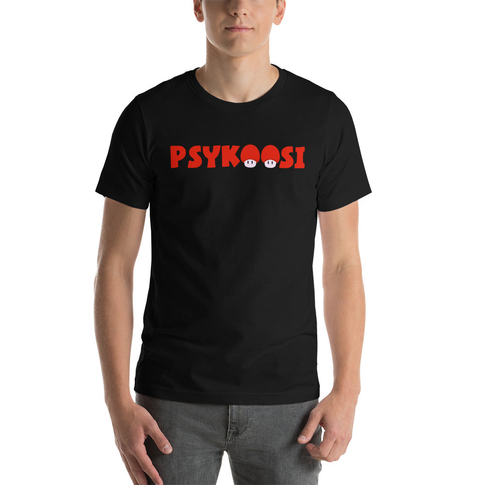 Meemirottan Vihreä Psykoosi T-Paitassa on lihavoitu punainen "PSYKOOSI"-kirjoitus rinnassa, ja kaksi sarjakuvasilmää muodostavat taitavasti keskimmäiset "O"-kirjaimet lisäten leikkisää ilmettä. Tämä hauskat payat -valinta on myös erinomainen lahjaidea kaikille ainutlaatuisia tyylejä arvostaville.